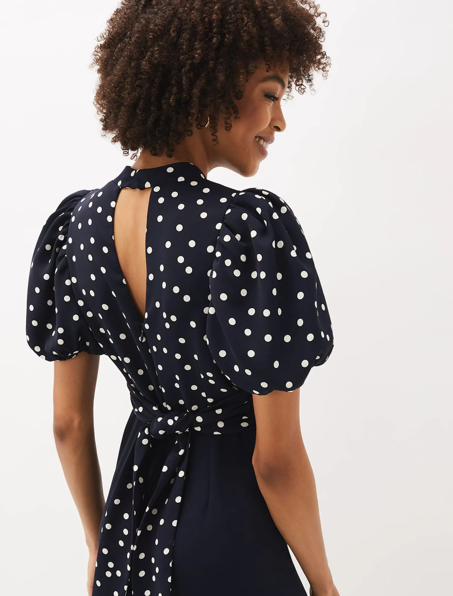 Paulina Puff Sleeve Spot Jumpsuit