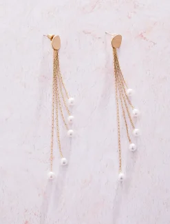 Pearl And Chain Earrings