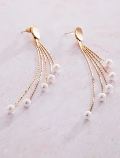Pearl And Chain Earrings