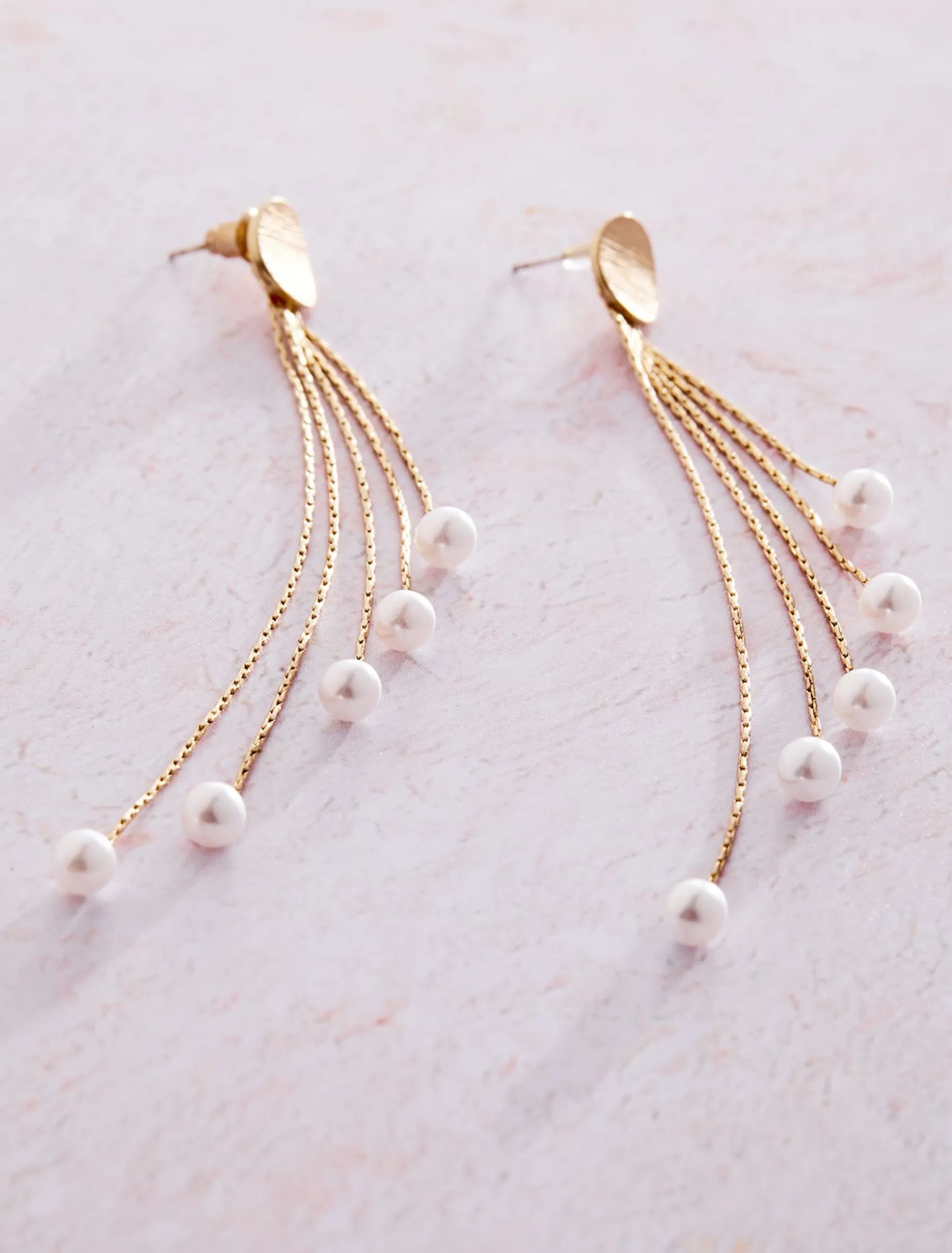 Pearl And Chain Earrings