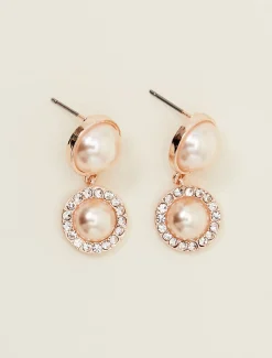 Pearl And Stone Drop Earrings