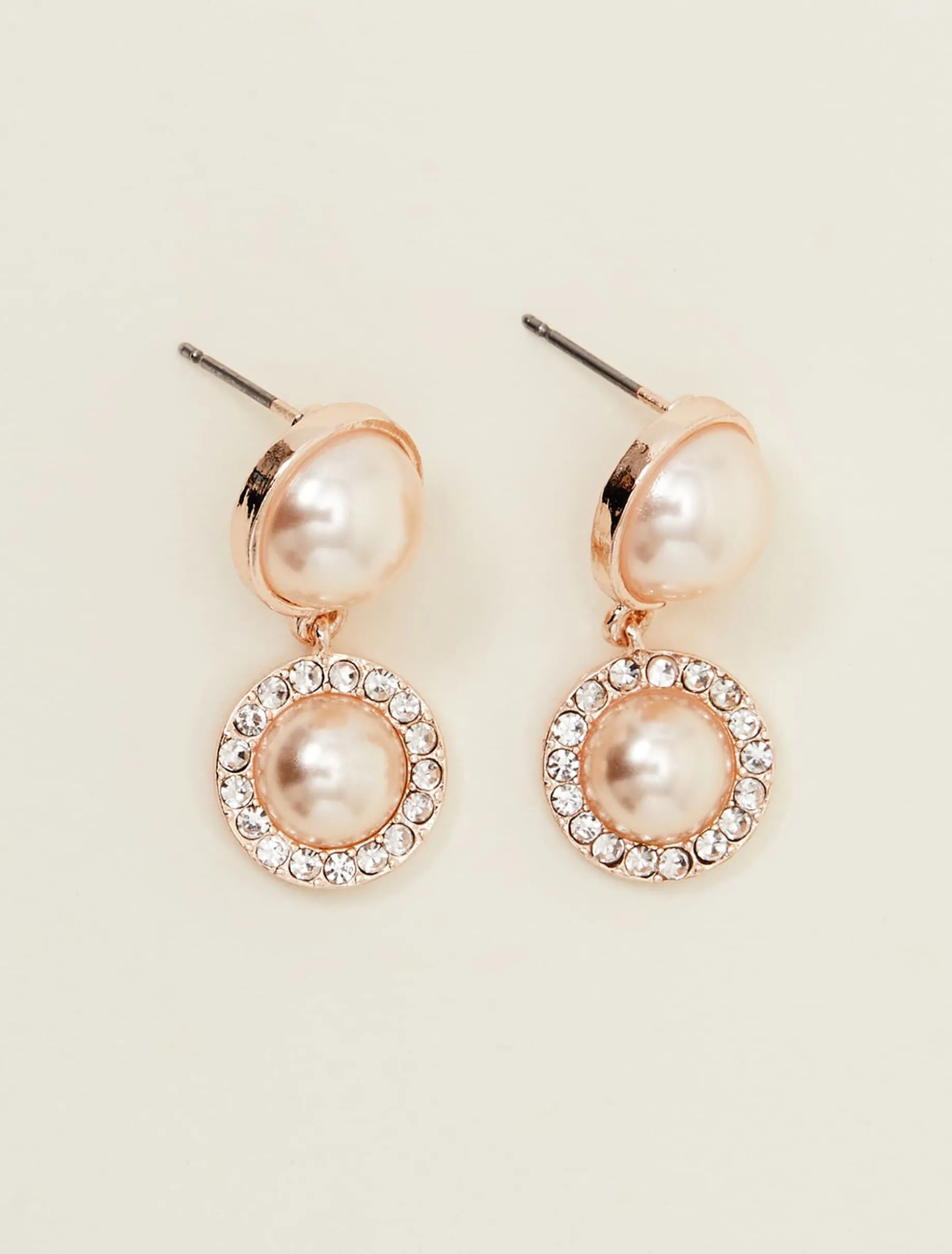 Pearl And Stone Drop Earrings