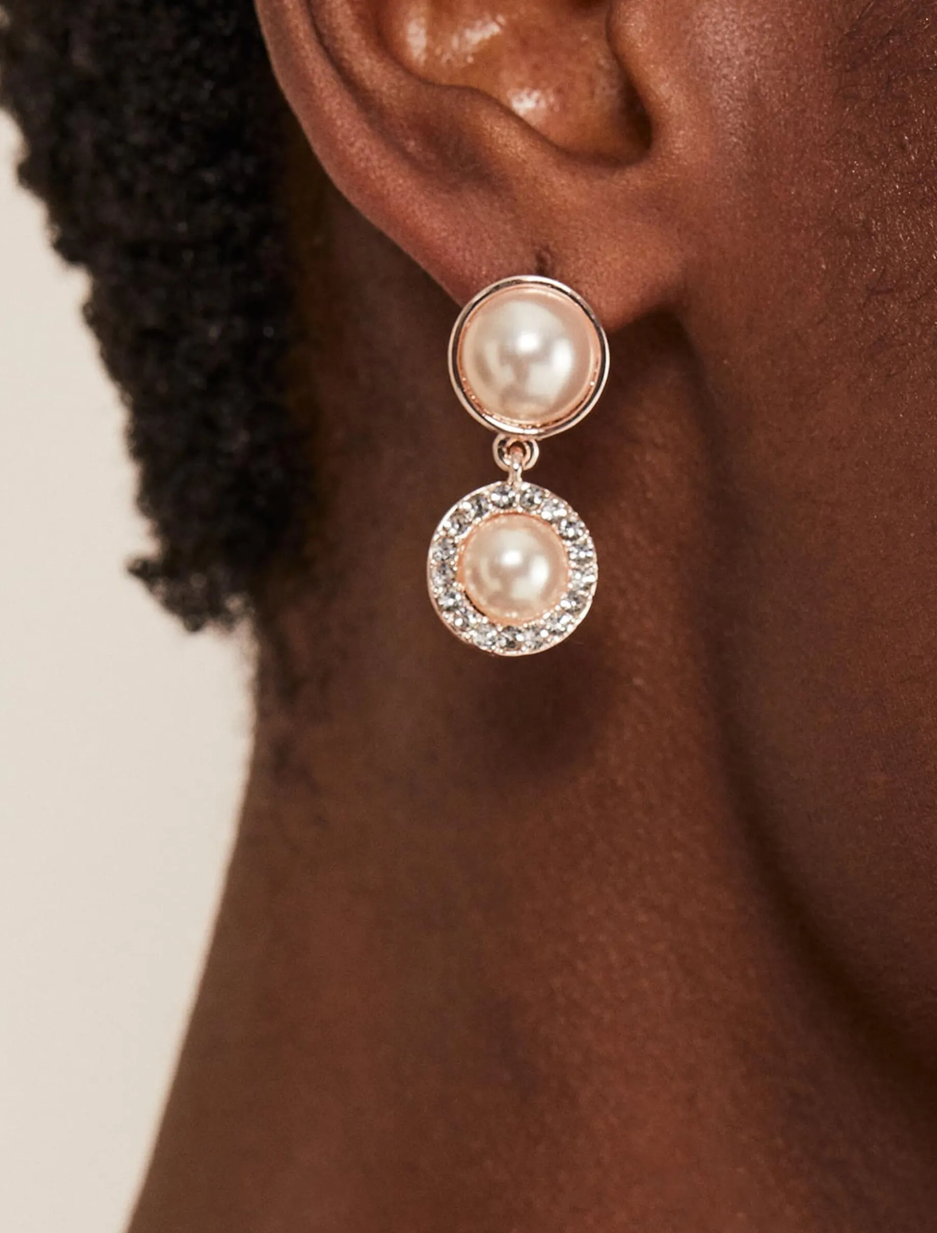 Pearl And Stone Drop Earrings