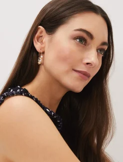 Pearl Detail Hoop Earrings