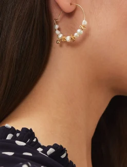 Pearl Detail Hoop Earrings