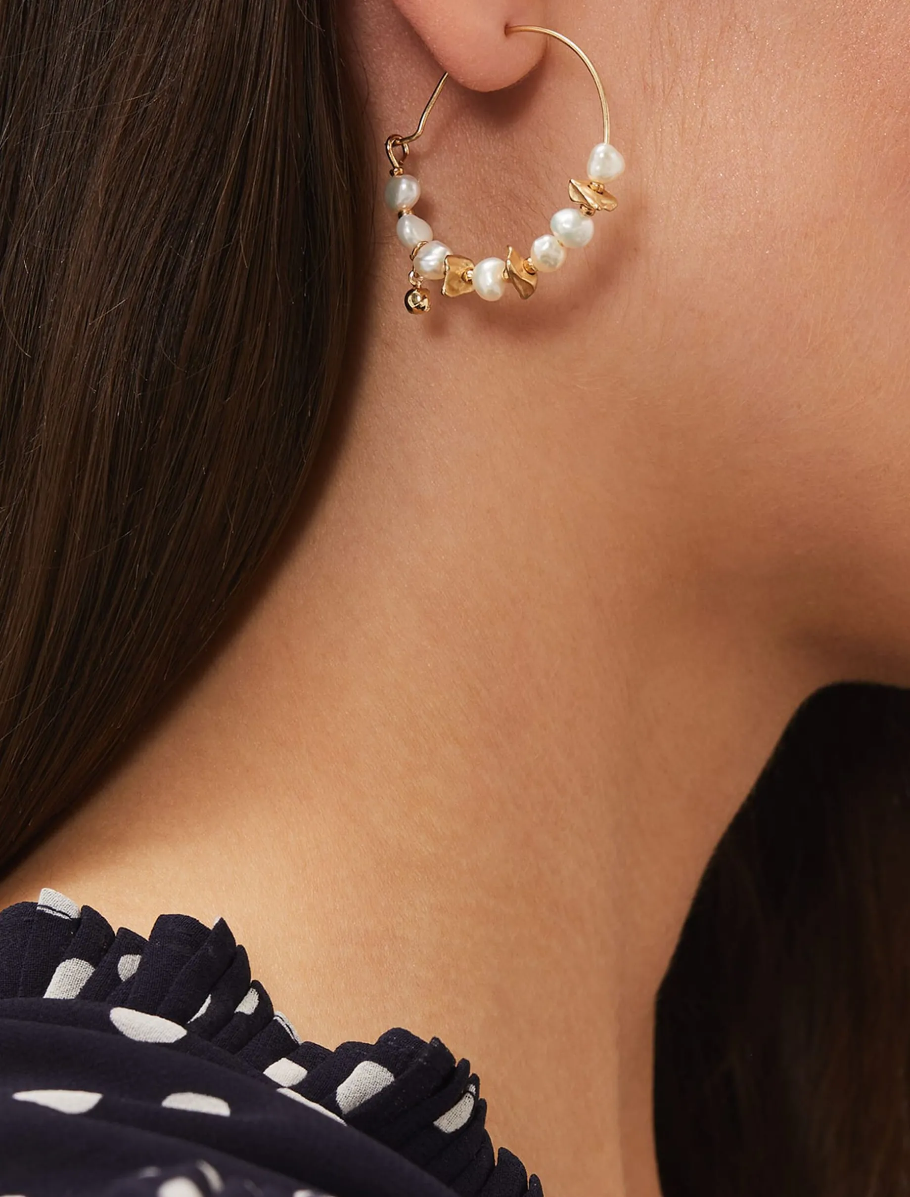 Pearl Detail Hoop Earrings