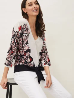Pearla Tie Front Linen Blend Jumper