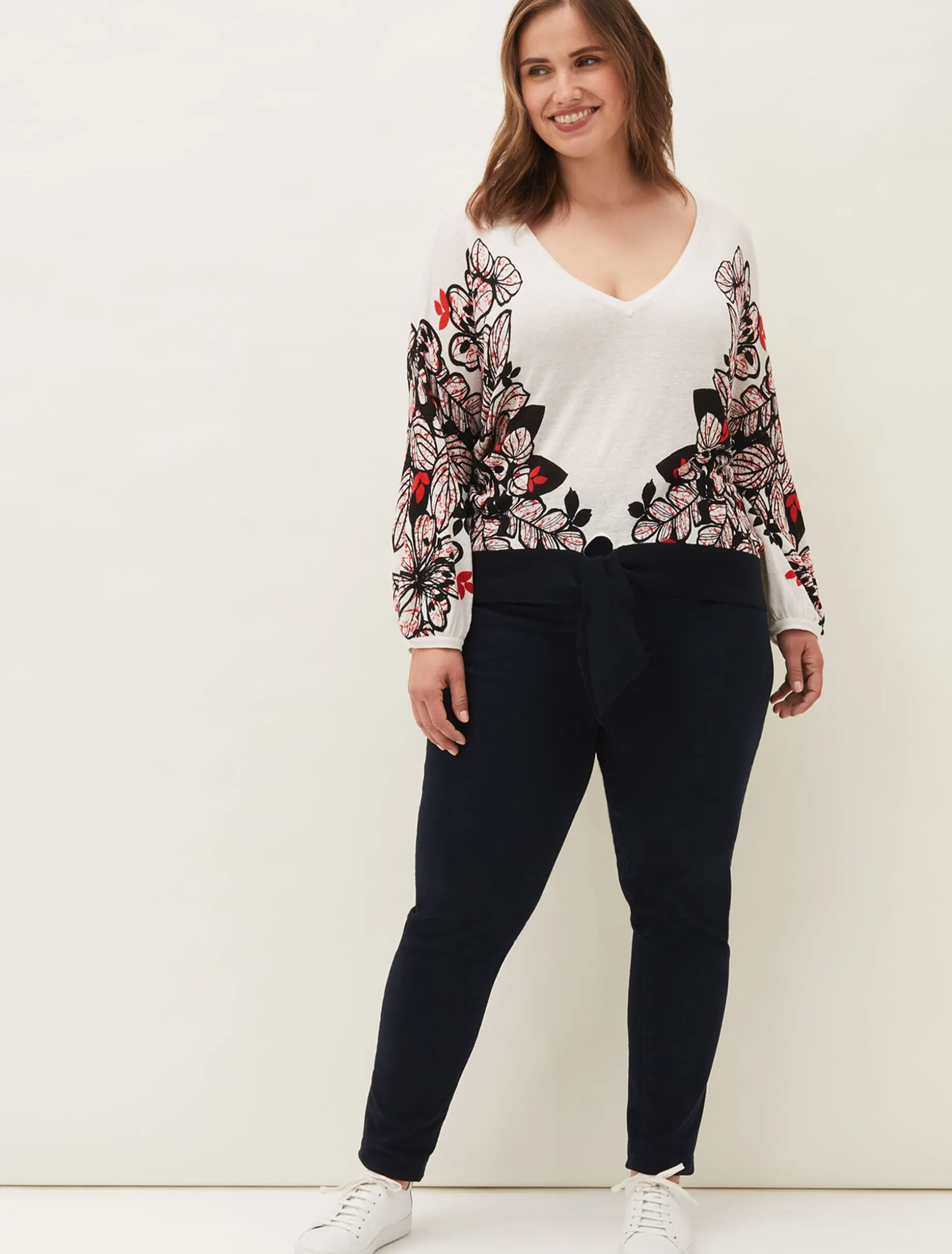 Pearla Tie Front Linen Blend Jumper