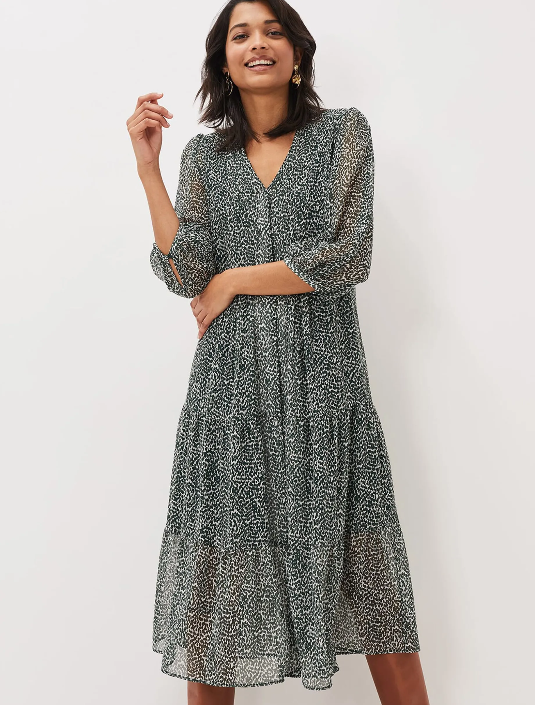 Penele Ditsy Print Chiffon Midi Dress