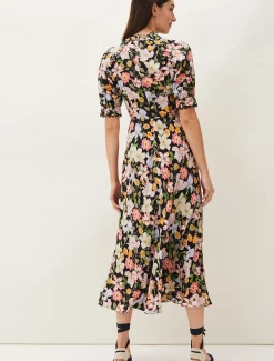 Penelope Floral Puff Sleeve Midi Dress