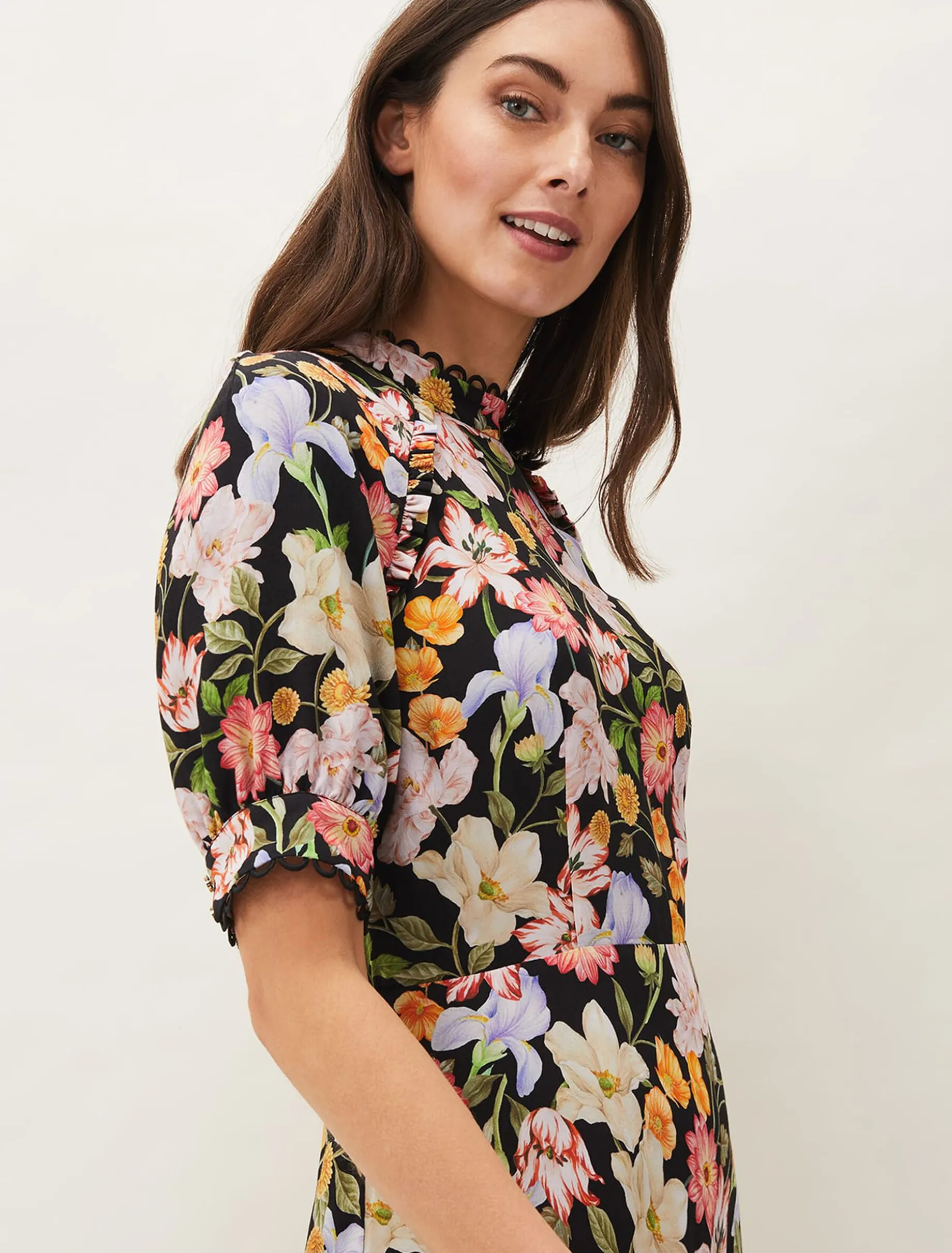 Penelope Floral Puff Sleeve Midi Dress