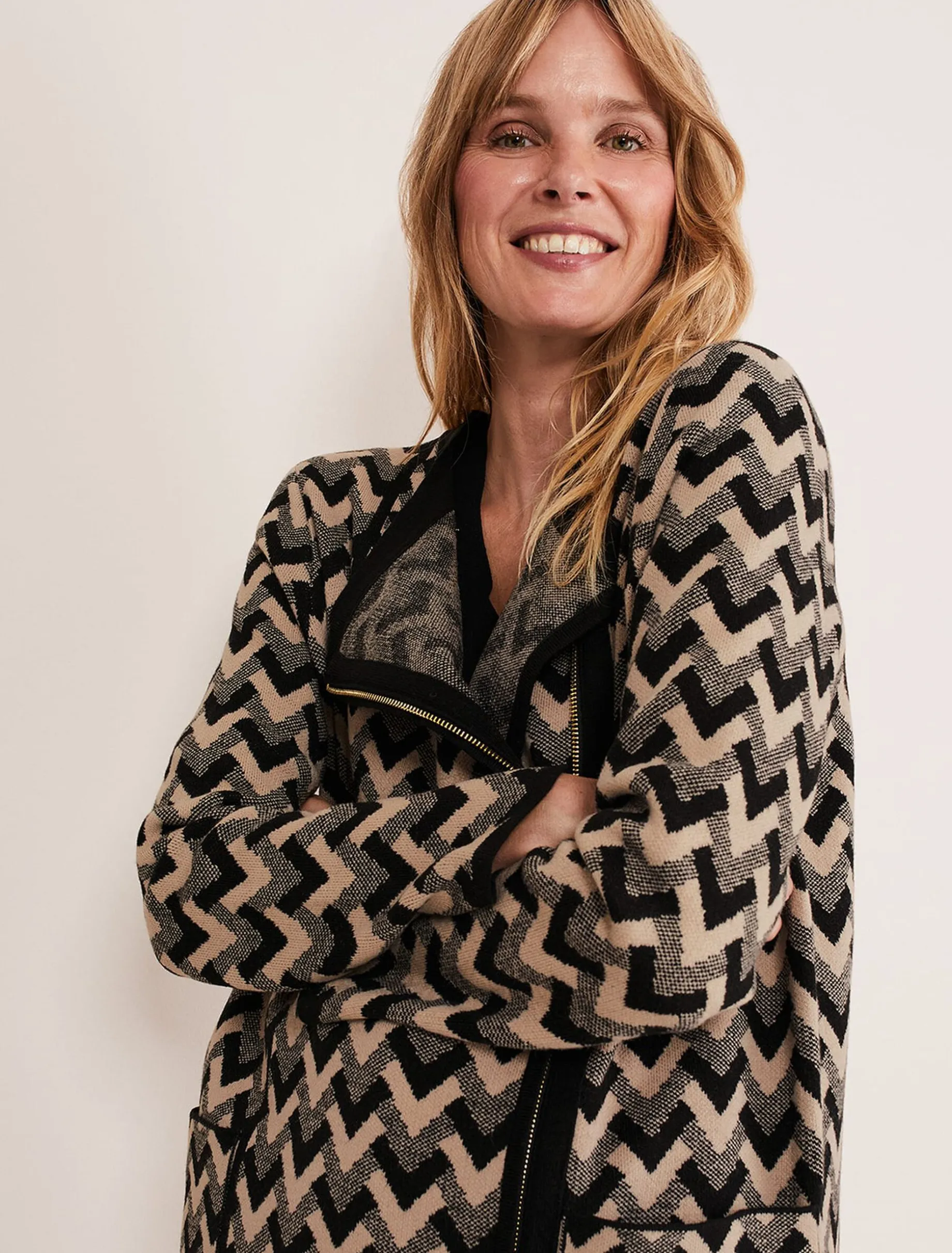 Perrie Geo Jacquard Knit Coat