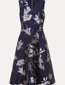 Petite Cassy Jaquard Floral Midi Dress