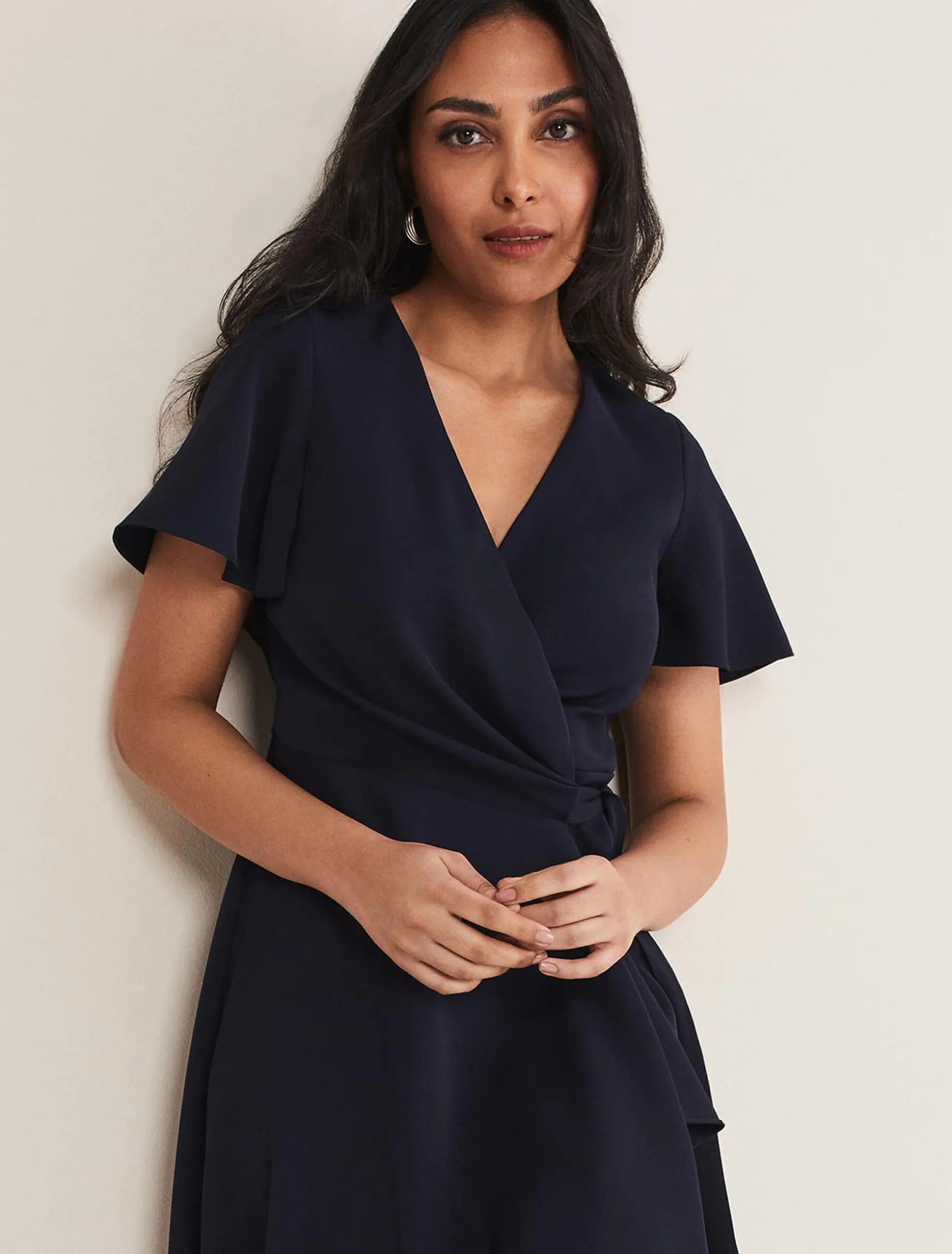 Petite Julissa Ruffle Wrap Midi Dress