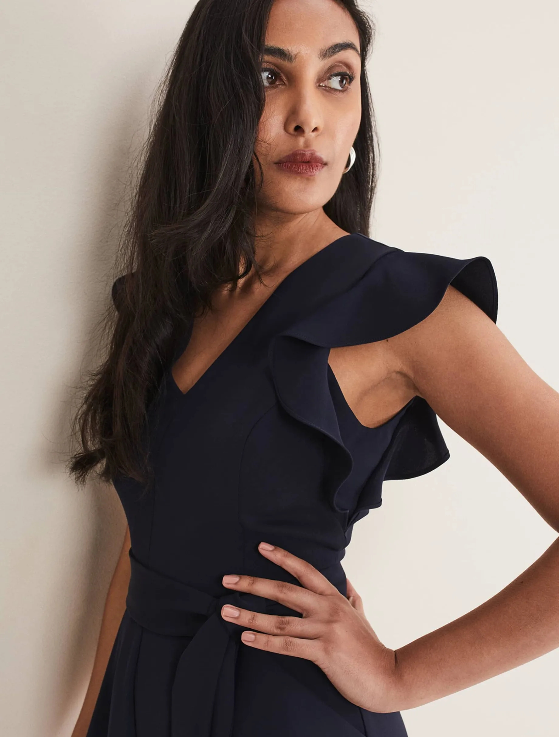 Petite Kallie V Neck Frill Jumpsuit