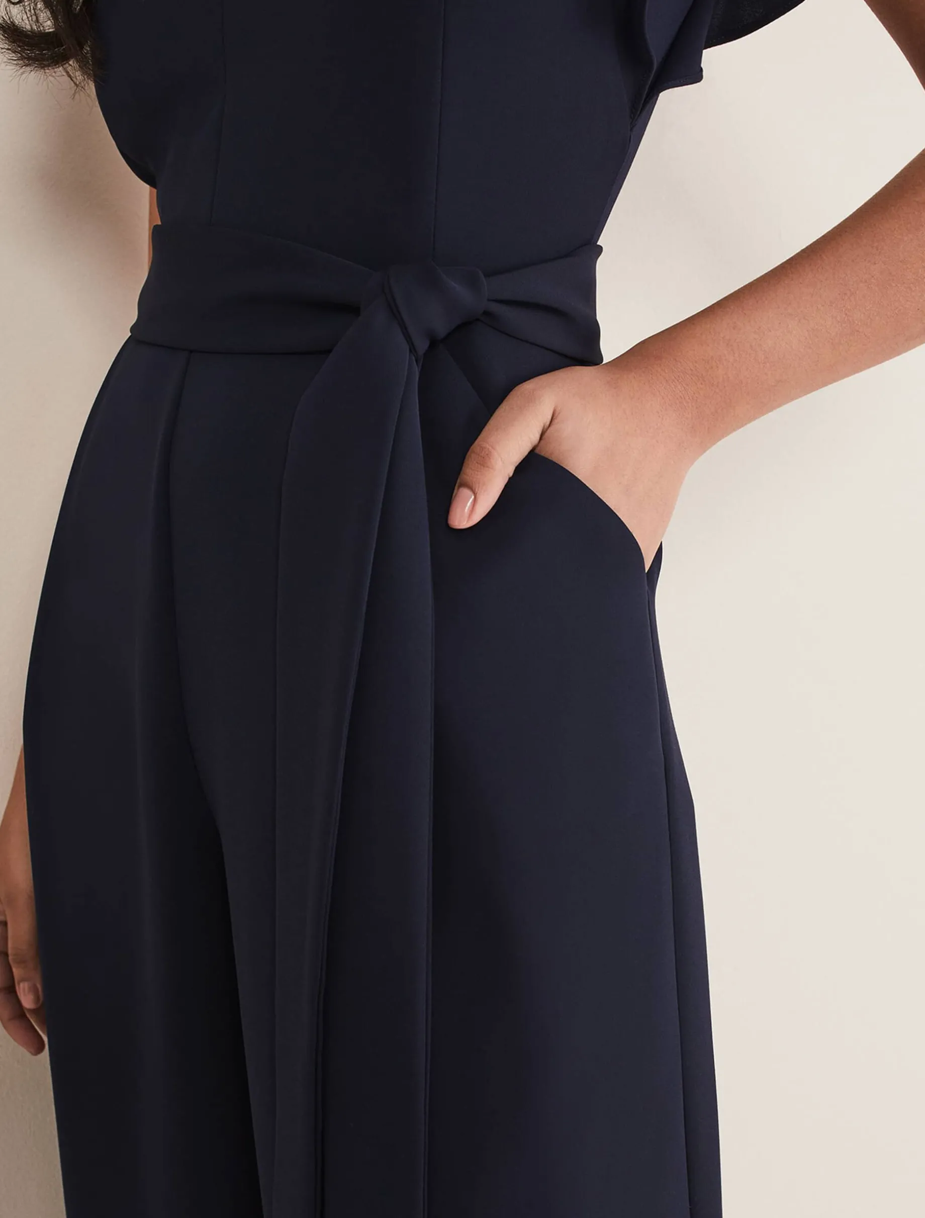 Petite Kallie V Neck Frill Jumpsuit