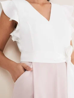 Petite Kallie V Neck Frill Jumpsuit