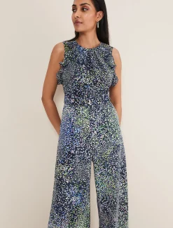 Petite Maggie Ruffle Printed Jumpsuit