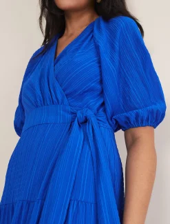 Petite Morven Blue Wrap Midi Dress