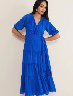Petite Morven Blue Wrap Midi Dress