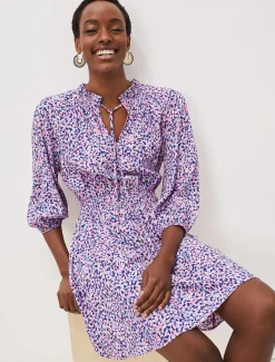 Phillipa Almond Print Short Dress