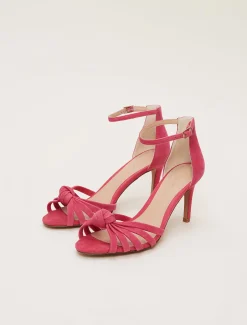 Pink Suede Open Toe Heels