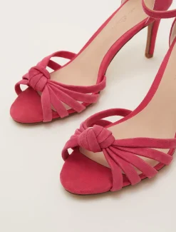 Pink Suede Open Toe Heels