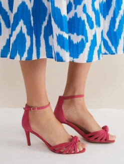 Pink Suede Open Toe Heels