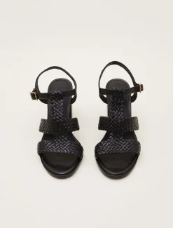 Plaited T Bar Heeled Sandal Shoe