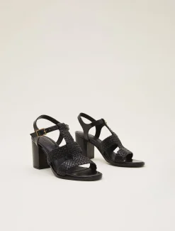 Plaited T Bar Heeled Sandal Shoe