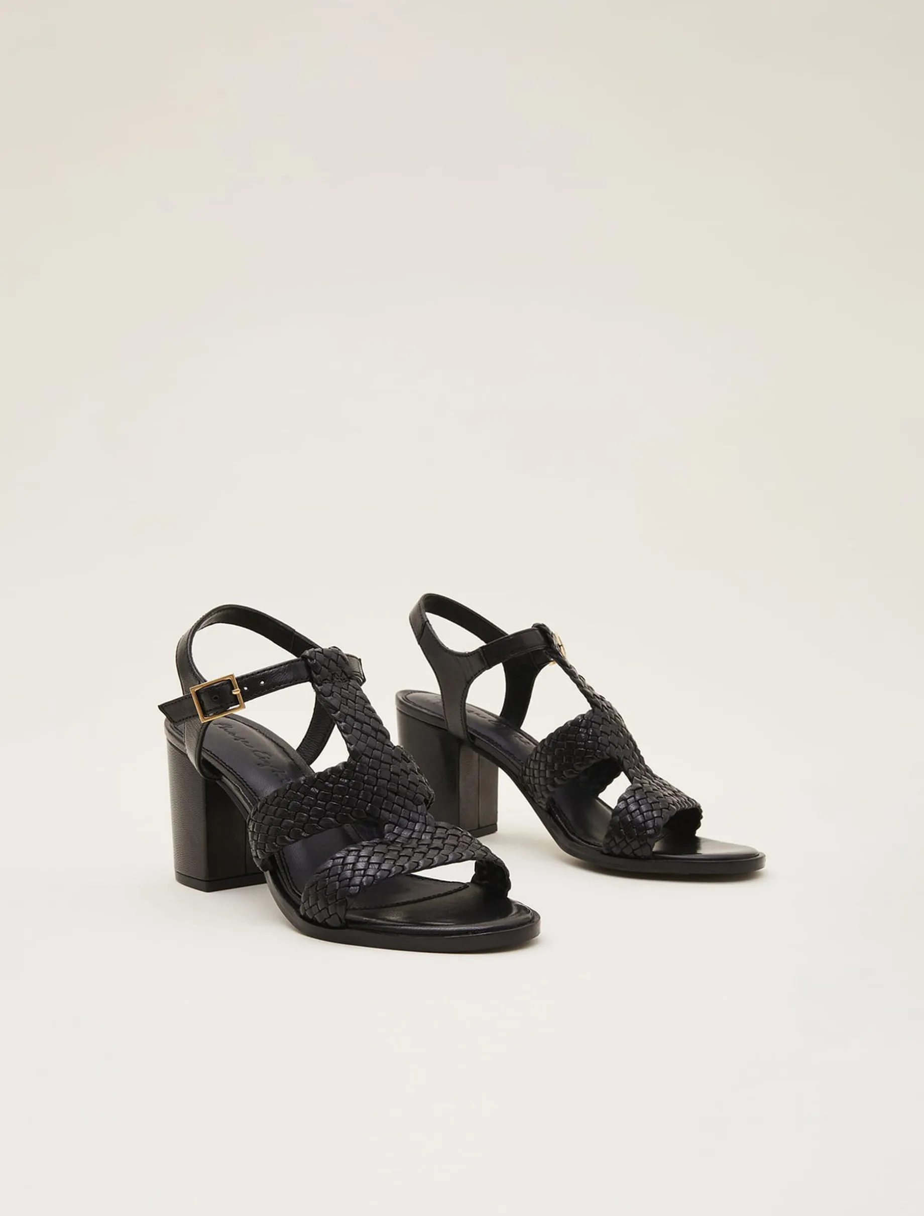 Plaited T Bar Heeled Sandal Shoe