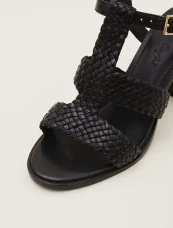 Plaited T Bar Heeled Sandal Shoe