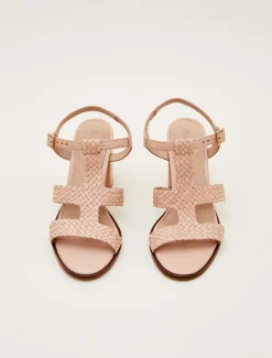Plaited T Bar Heeled Sandal Shoe