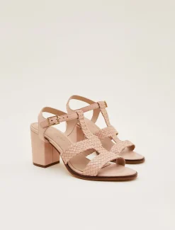 Plaited T Bar Heeled Sandal Shoe