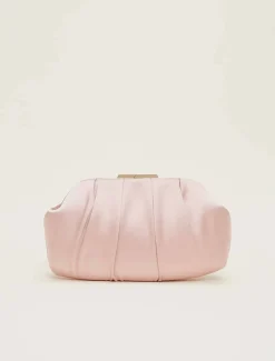 Pleat Frame Satin Clutch Bag