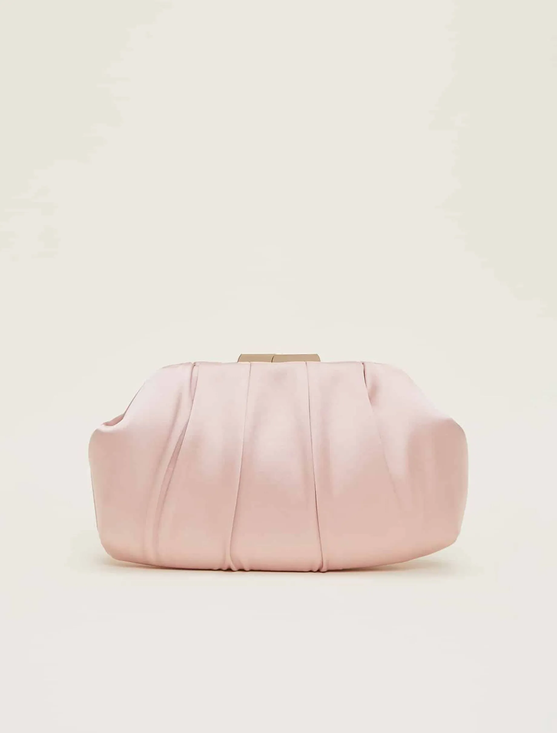 Pleat Frame Satin Clutch Bag