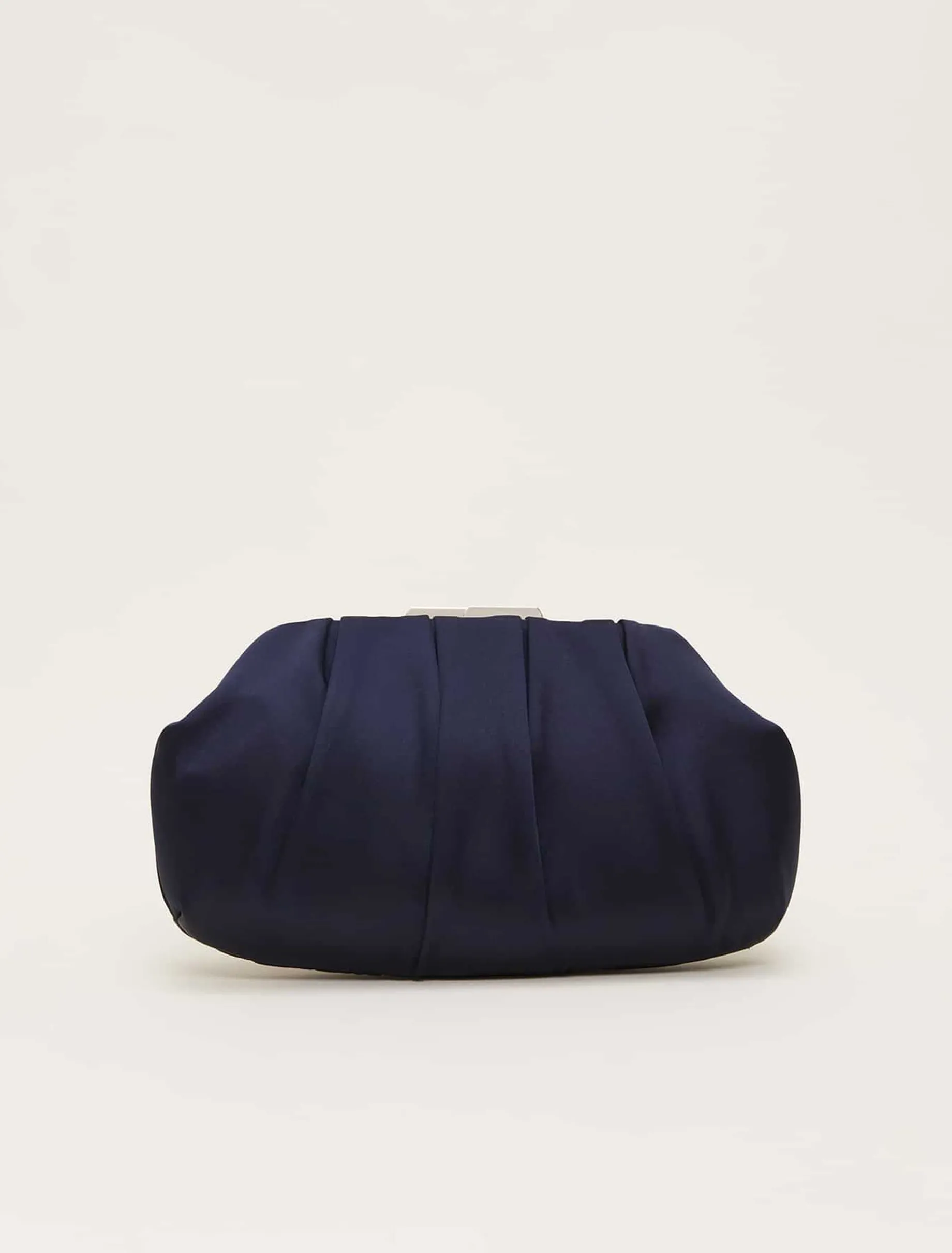 Pleat Frame Satin Clutch Bag