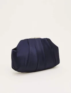 Pleat Frame Satin Clutch Bag