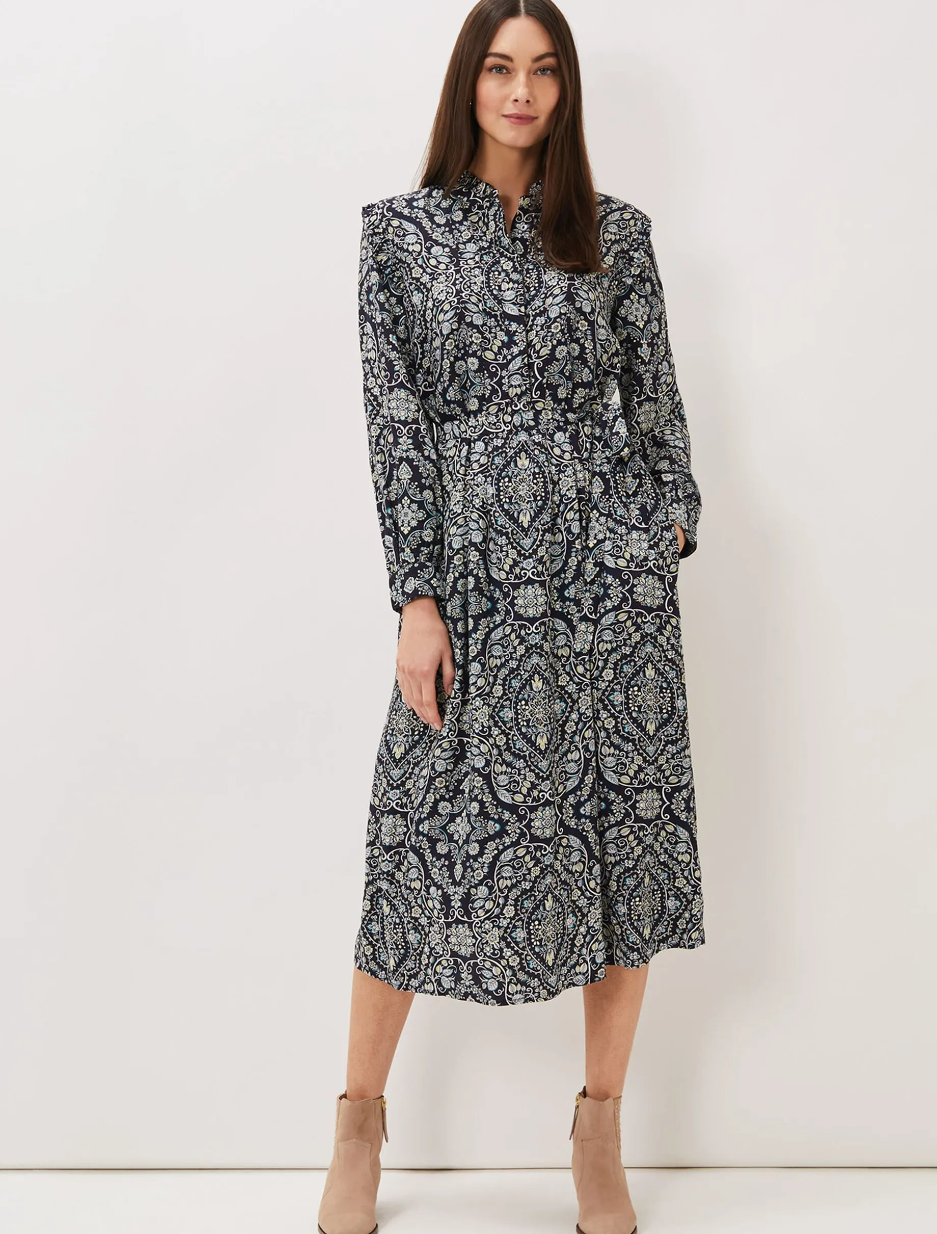 Polly Paisley Print Midi Dress