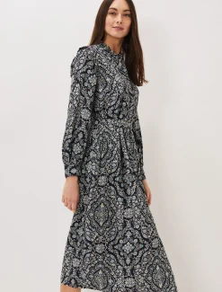 Polly Paisley Print Midi Dress