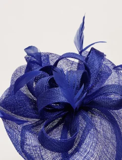 Purple Bow And Feather Fascinator