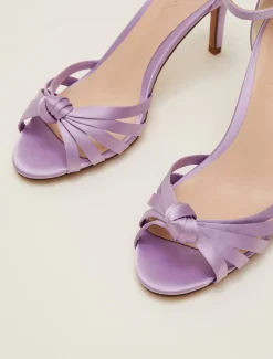 Purple Satin Open Toe Heels