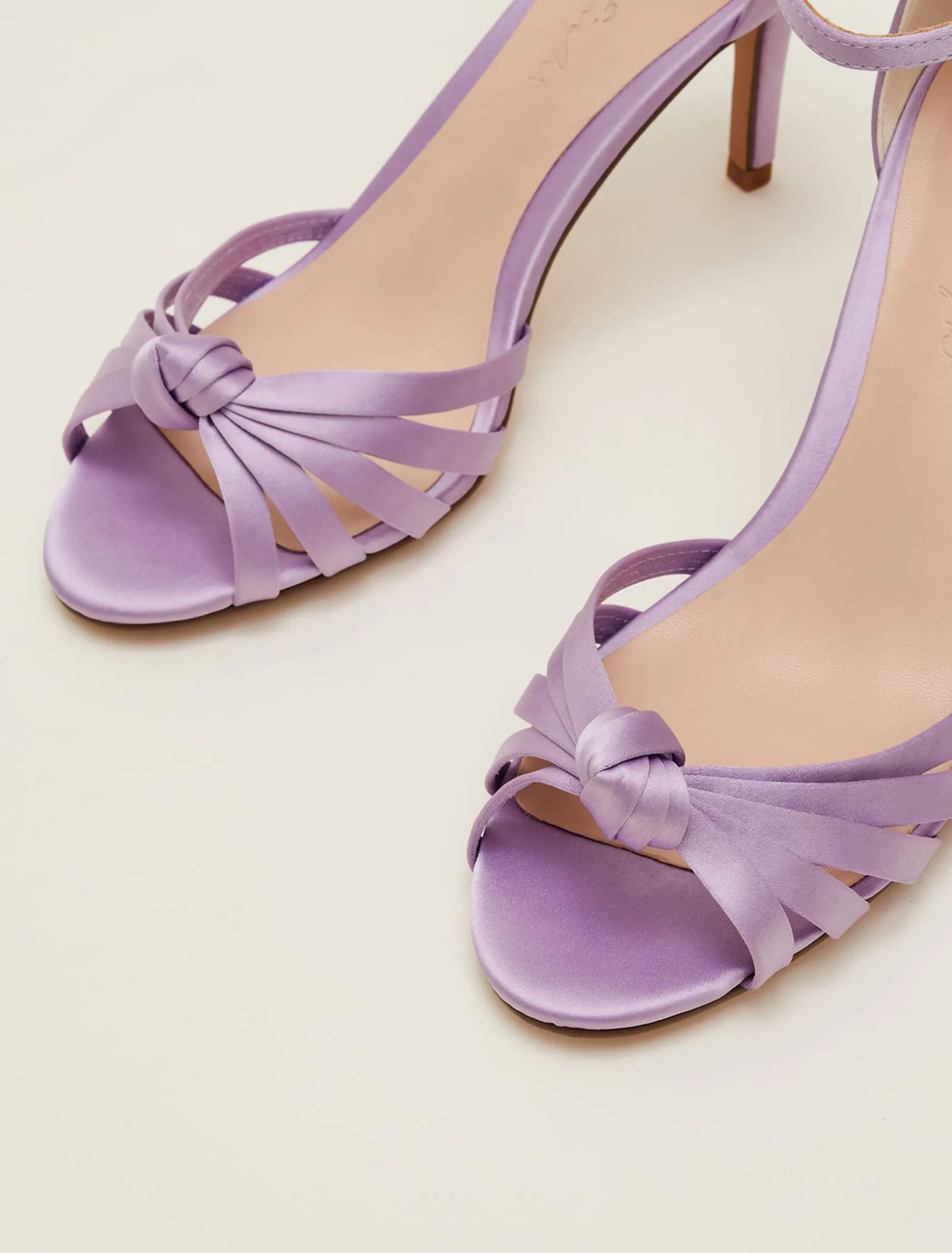 Purple Satin Open Toe Heels