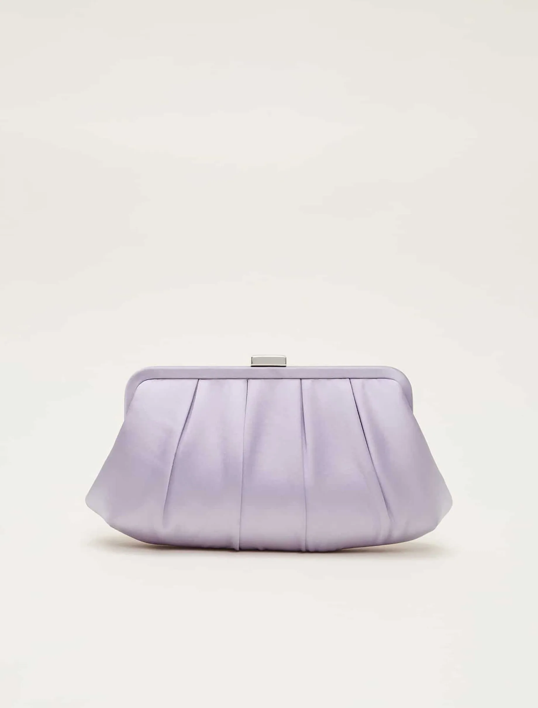 Purple Satin Pleated Clutch Bag