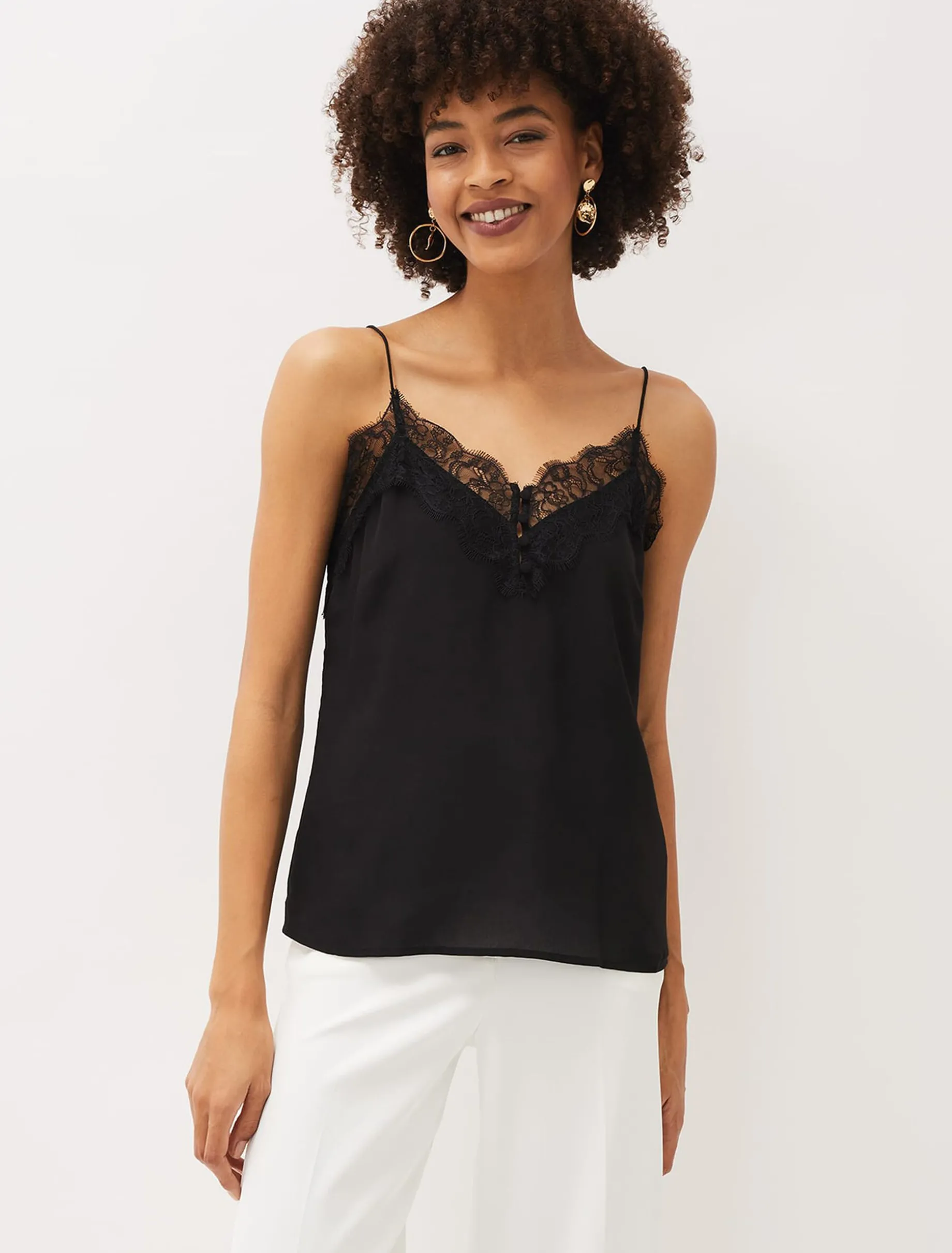 Rachael Lace Trim Silk Camisole