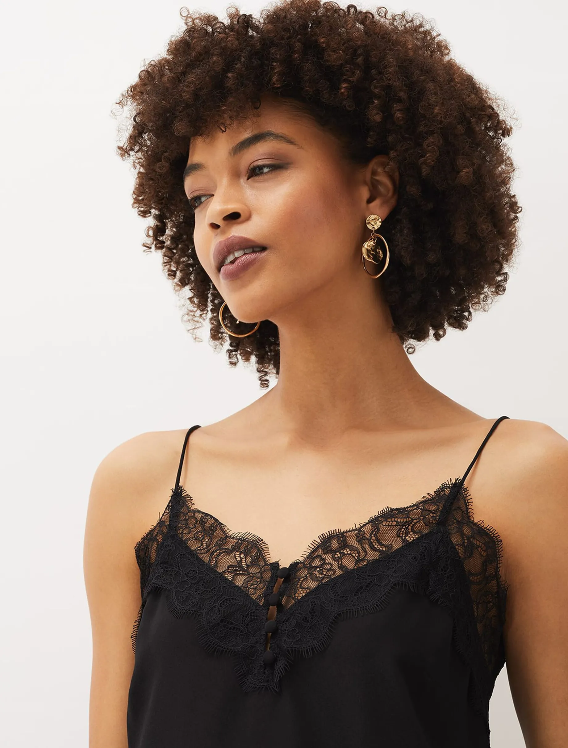 Rachael Lace Trim Silk Camisole