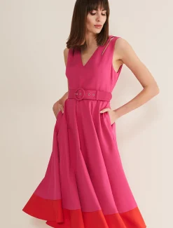 Raquel Belted Fit And Flare Dress