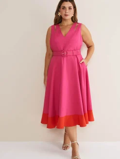 Raquel Belted Fit And Flare Dress