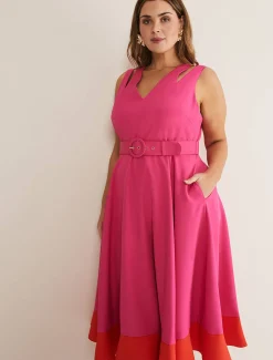 Raquel Belted Fit And Flare Dress