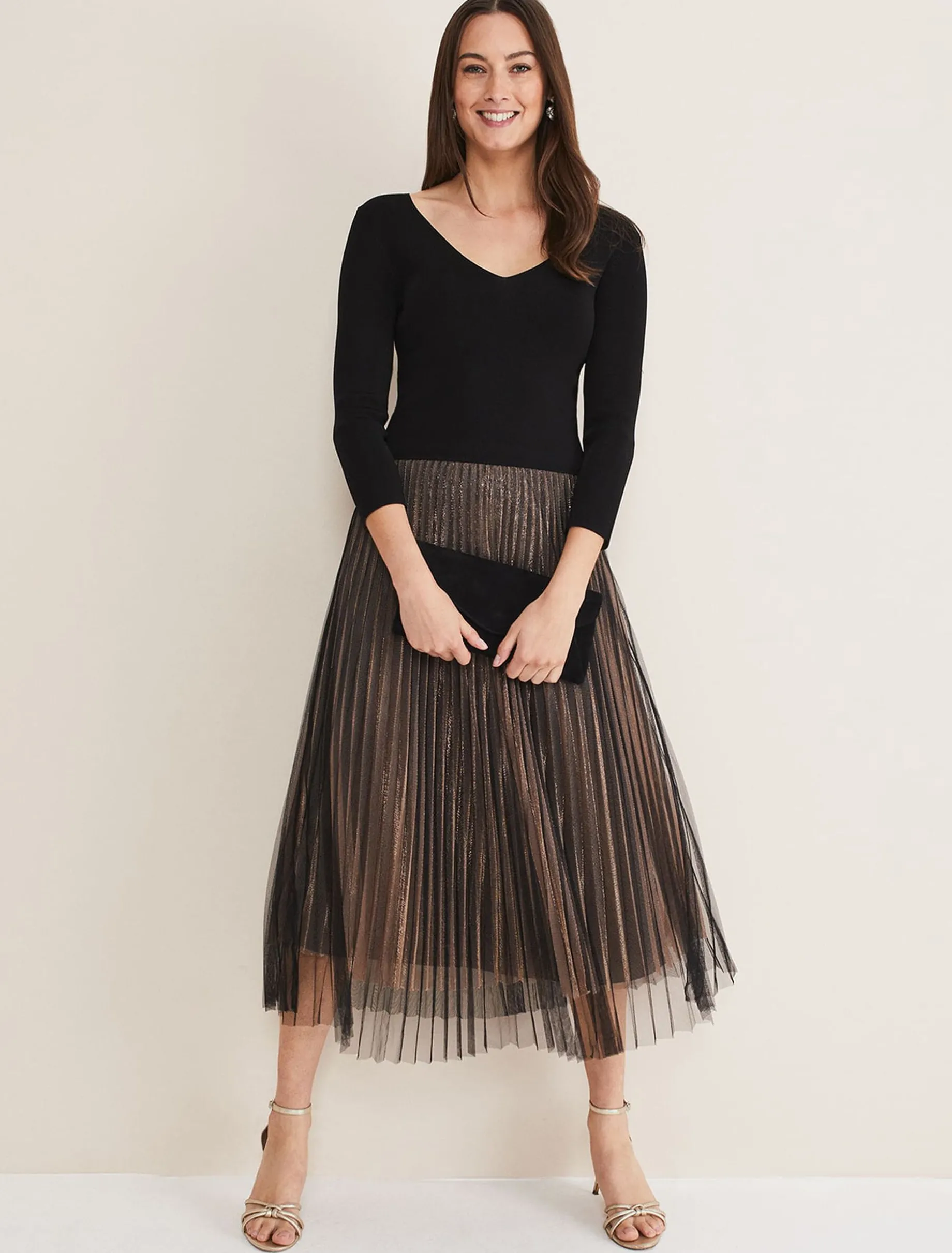 Rayen Pleated Mesh Skirt Dress